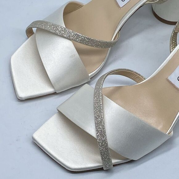 Jimmy Choo Plum Satin & Glitter Slingback Sandals size 39.5 - Picture 6 of 13